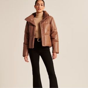 A&F vegan leather mini puffer